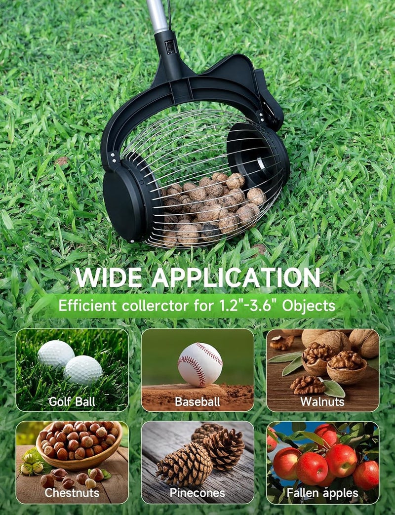 GASREKV Nut Gatherer for Walnuts with 1.8-Gallon Capacity, No-Bend Emptying Design，Acorn Picker Upper Roller Suitable for 1.2"-3.6" Walnuts,Chestnuts, Fallen Apples & Tennis Balls(No Small Acorns) - Image 5
